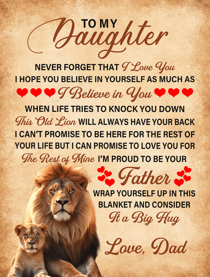 To My Daughter This Old Lion – Sherpa Fleece Blanket